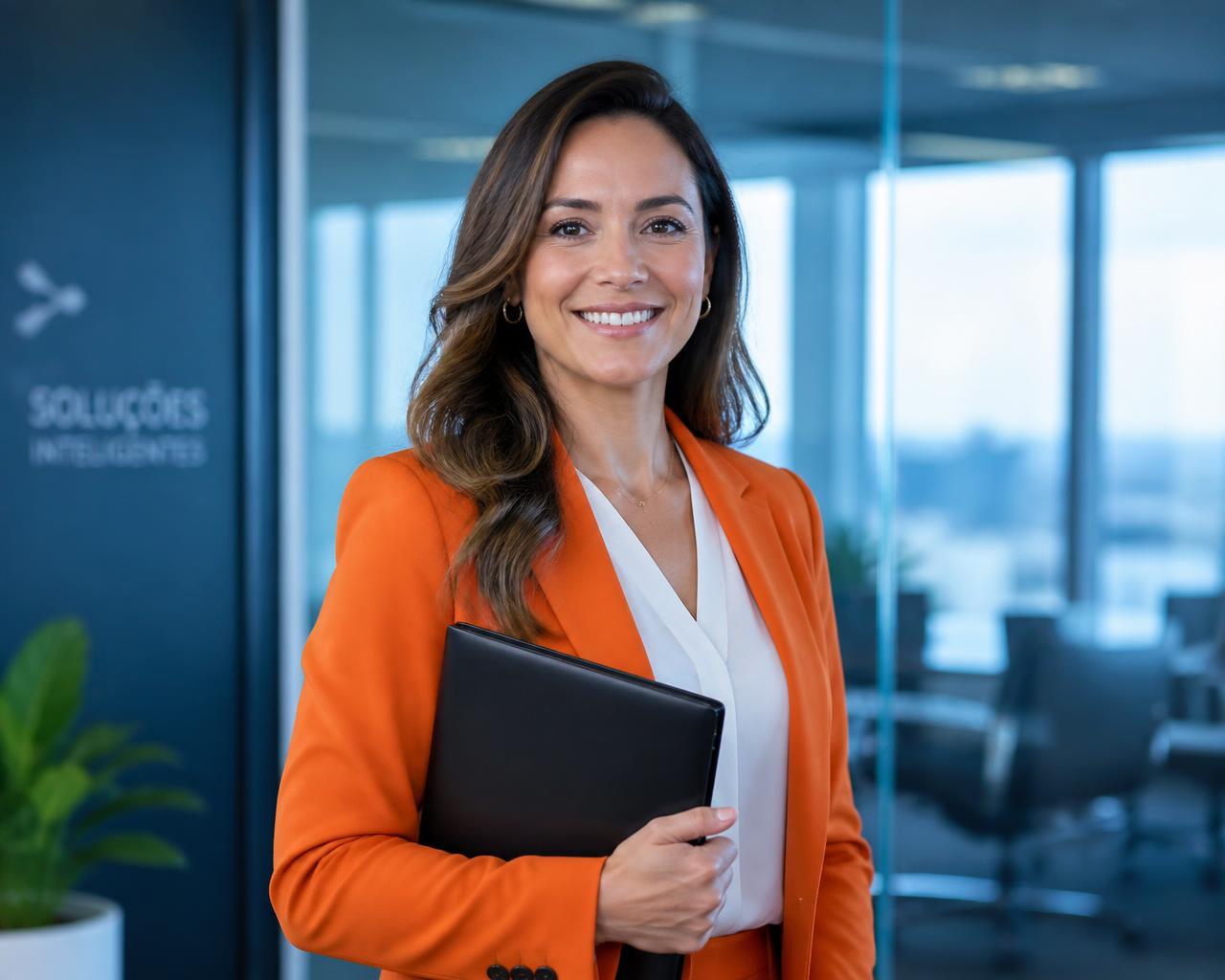 Consultora financeira da Controle 360 BPO em escritório corporativo